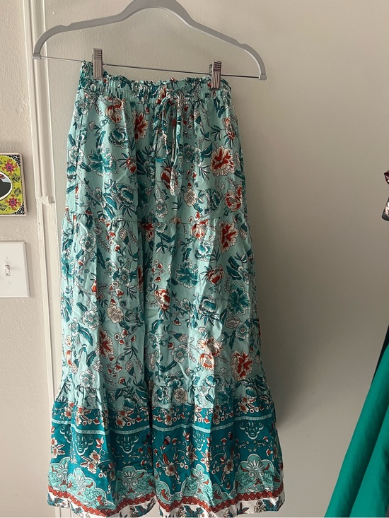 Dresses & Skirts - Bohemian Teal Floral Maxi Skirt -